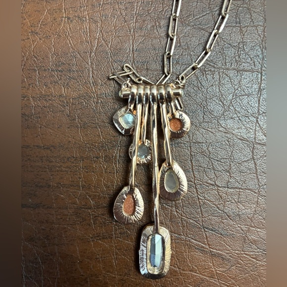 Rose gold Necklace with Multi-Stone Pendants - Picture 2 of 4